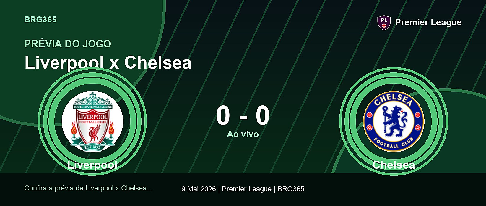 Liverpool x Chelsea: prévia, horário e dados do jogo
