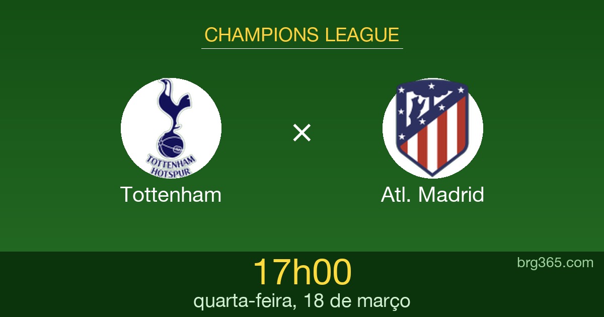 Tottenham x Atl. Madrid: onde assistir ao vivo, horário e escalações — Champions League
